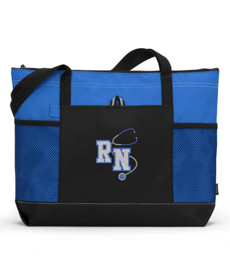 Nurse Bag RN Nurse Tote Bag Nurse Gift Embroidered RN With Stethoscope Royal Blue Nurse Tote Bag RN Nurse Gift