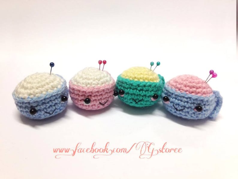 Tea Cup Pin Cushion Aimigurumi Crochet Pattern 3 sizes Milk Juice mug