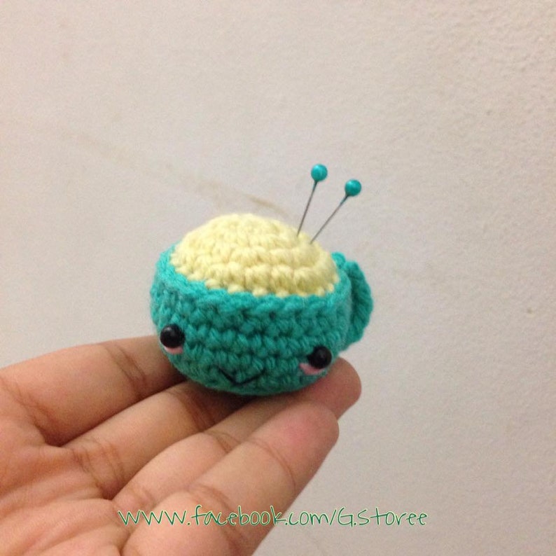Tea Cup Pin Cushion Aimigurumi Crochet Pattern 3 sizes Milk Juice mug