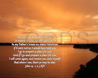 John 14:1 2 3 KJV, Scripture Picture, Sunset, Belton Lake, Jesus' Promise, Clouds, Evening, New Testament Verses, Trust Him, Scripture Photo