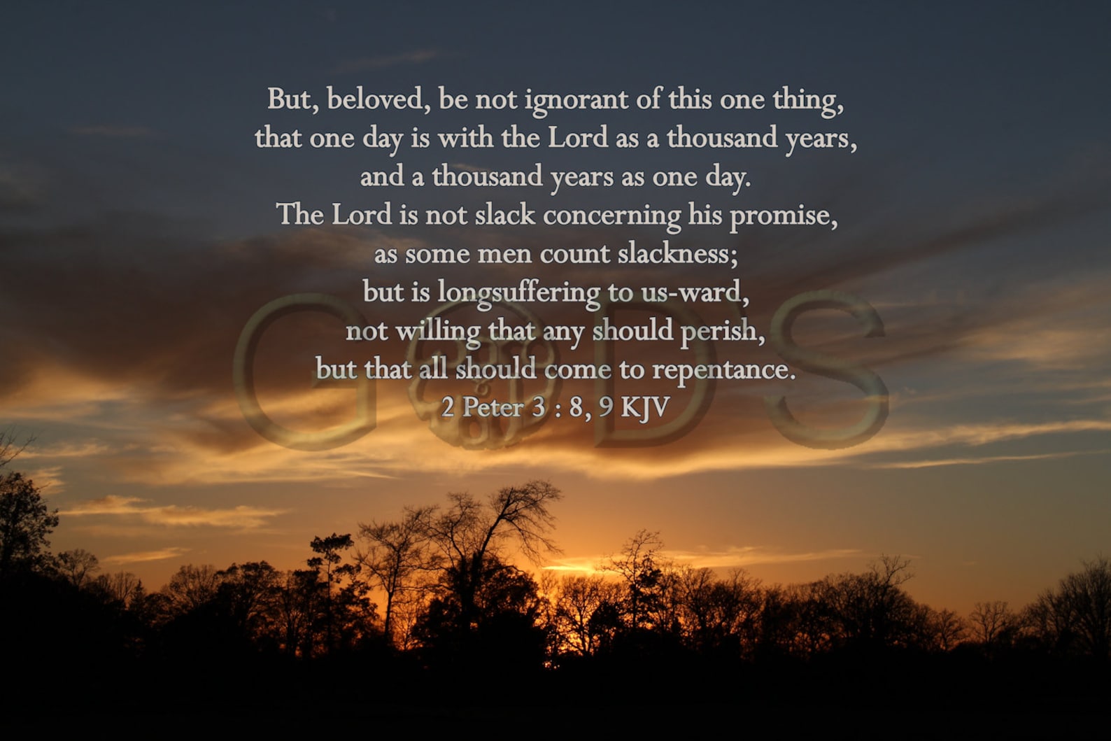2 Peter 3 8 9 KJV Scripture Picture Sunset Scripture Photo Clouds 2-peter-3-9-prayers-and-petitions