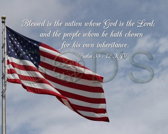 Psalm 33:12 Kjv Scripture Picture American Flag Chose God - Etsy