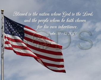 Psalm 33:12 Kjv Scripture Picture American Flag Chose God - Etsy