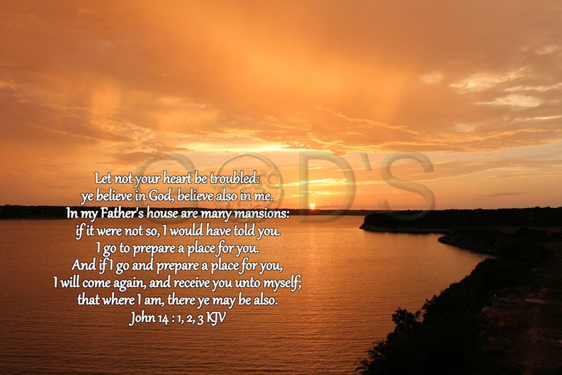 John 14:1 2 3 KJV, Scripture Picture, Sunset, Belton Lake, Jesus' Promise, Clouds, Evening, New Testament Verses, Trust Him, Scripture Photo image 1