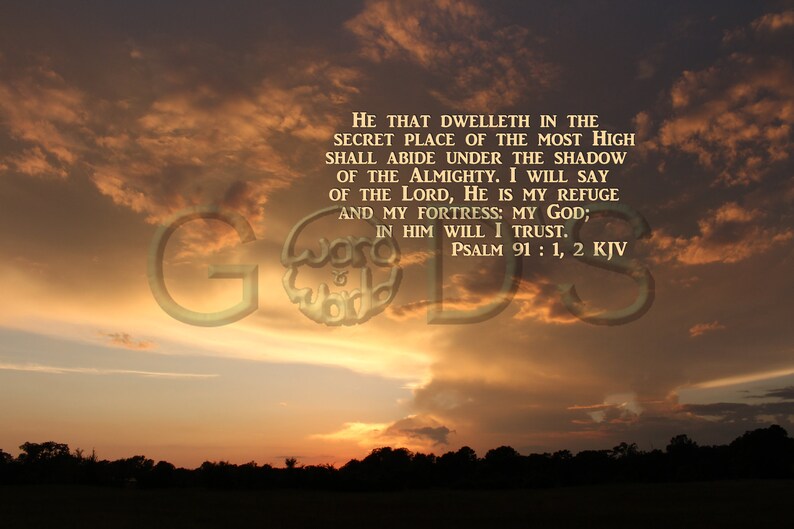 Psalm 91 1 2 KJV Scripture Picture Sunset NE Texas Etsy