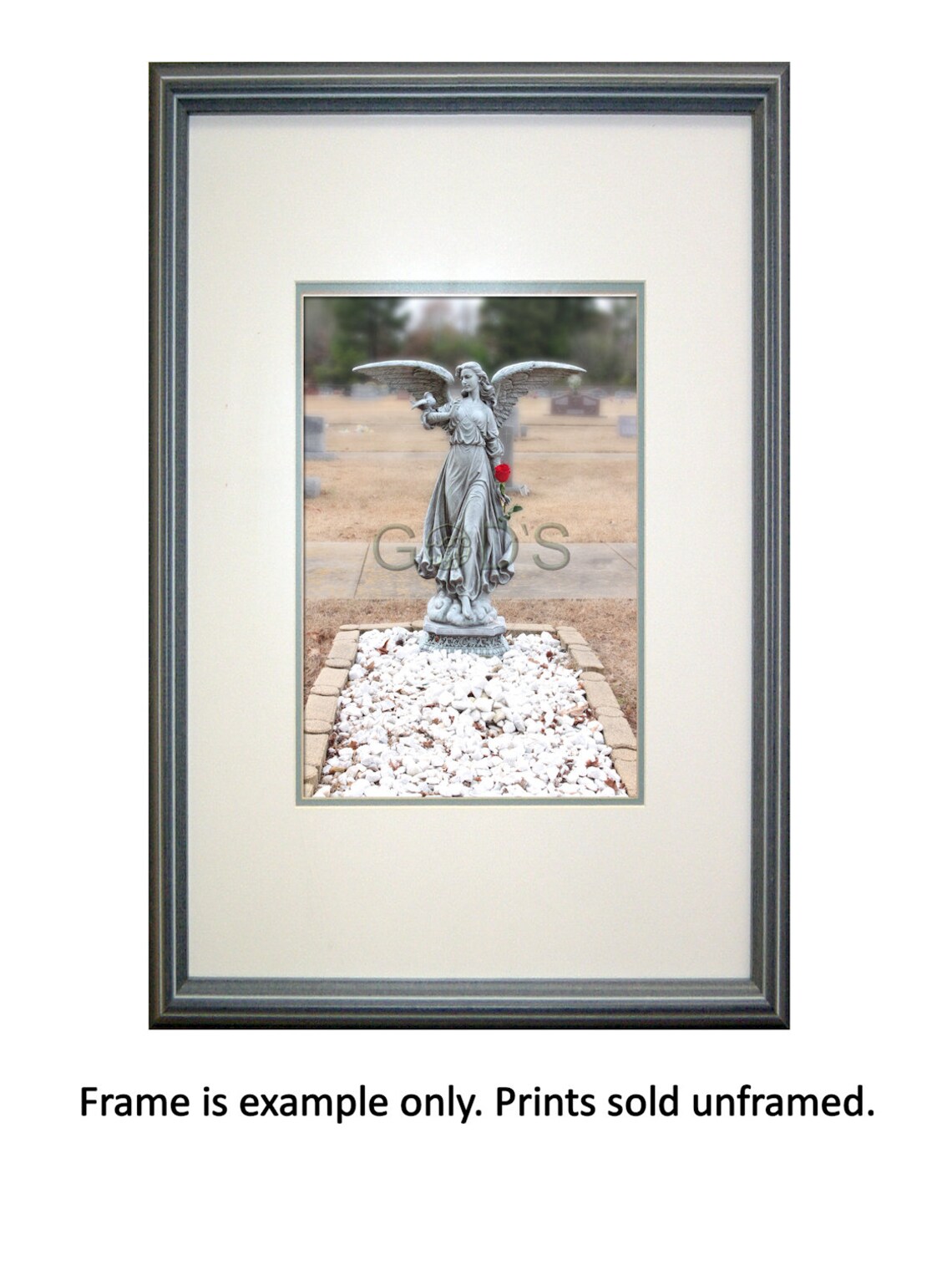 Psalm 11615, KJV, Scripture Picture, Stone Angel, Red Rose, Old