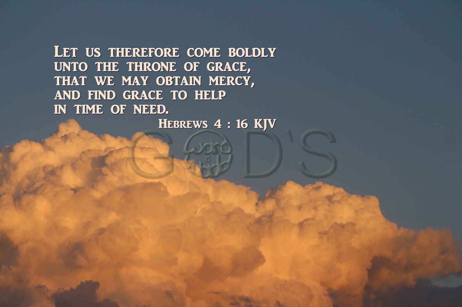 Hebrews 416, KJV, Scripture Picture, Clouds, Late Evening, Scripture Photo Etsy