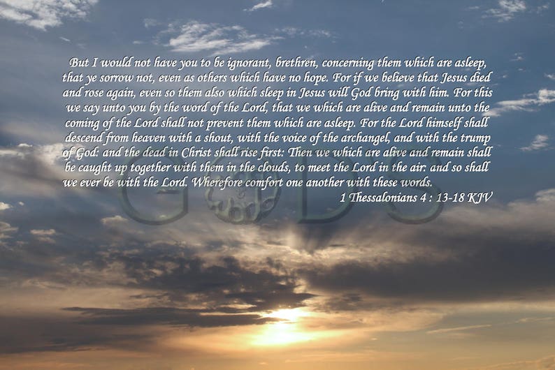 1 Thessalonians 4:13-18 KJV Scripture Picture Sky Scene - Etsy Denmark