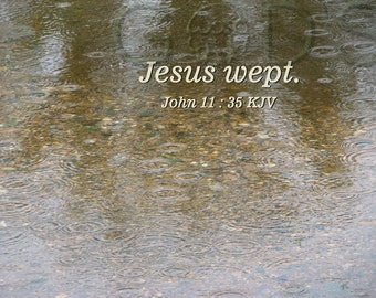 John 11:35, KJV, Scripture Picture, Scripture Photo, Jesus Wept, Compassion, Water, Tears, Rain Drops, New Testament Verse, Item 110