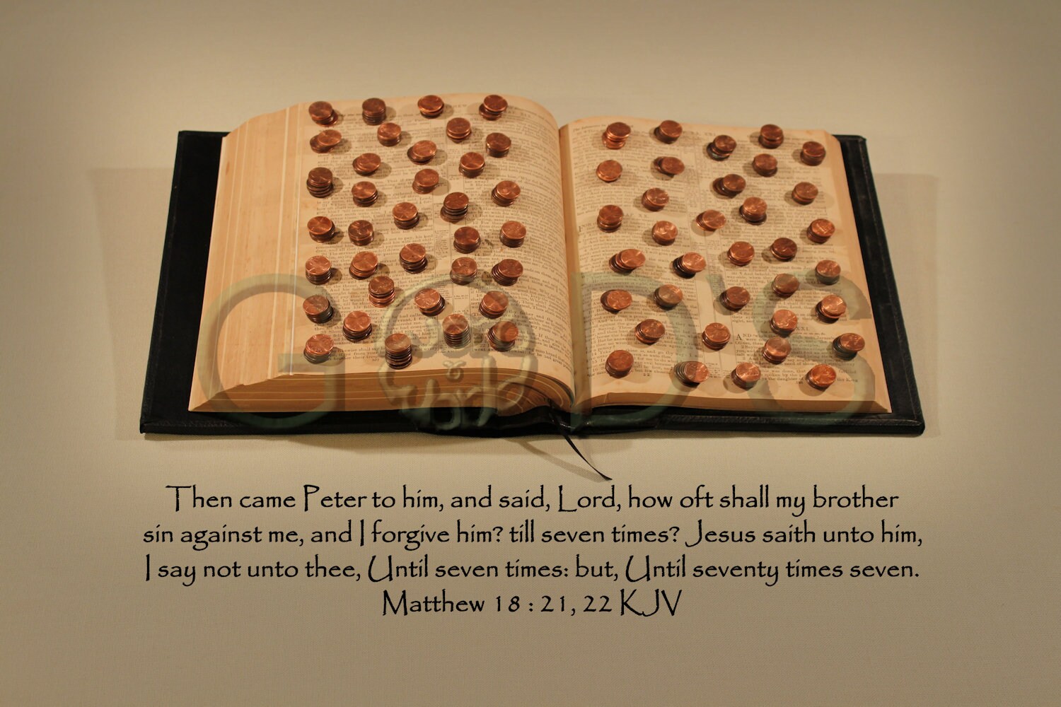 Scripture Picture Matthew 18 21 22 Kjv Photo Forgiveness 70 X 7 Vintage Bible 490 Pennies