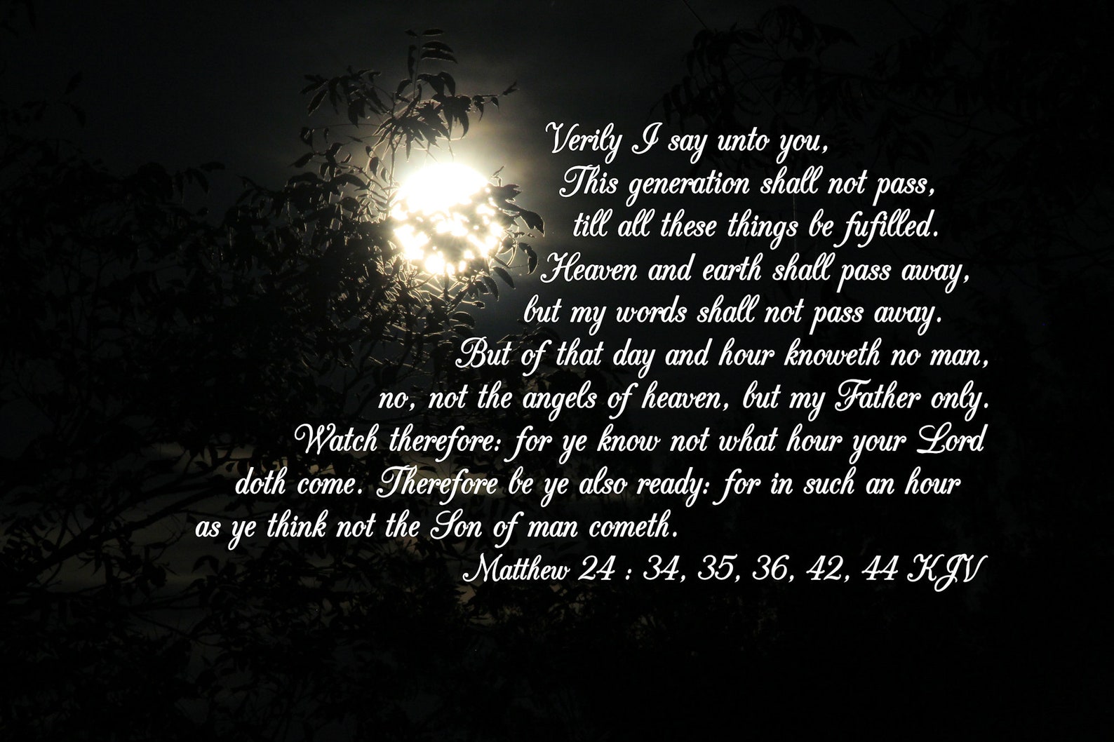 Matthew 24 34 35 36 42 44 KJV Scripture Photo Moon Rising October matthew-24-34-35-36-42-44-kjv-scripture-photo-moon-rising-october