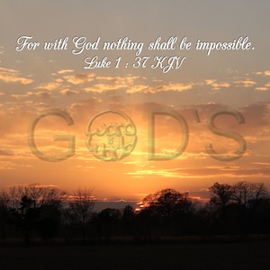 Luca 1:37 KJV, Immagine della Scrittura, Tramonto, Foto della Scrittura, NE Texas