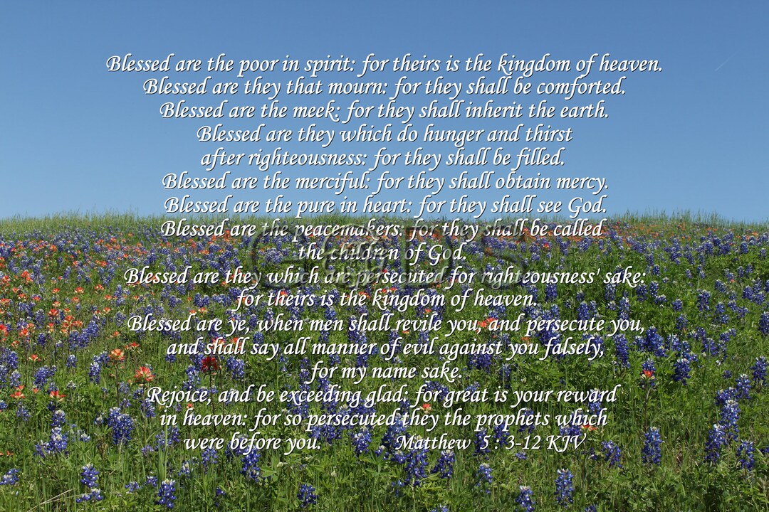 Matthew 5:3-12, KJV, Scripture Photo, the Beatitudes, Field of ...