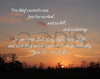 John 10:10, KJV, Scripture Picture, Sunset,