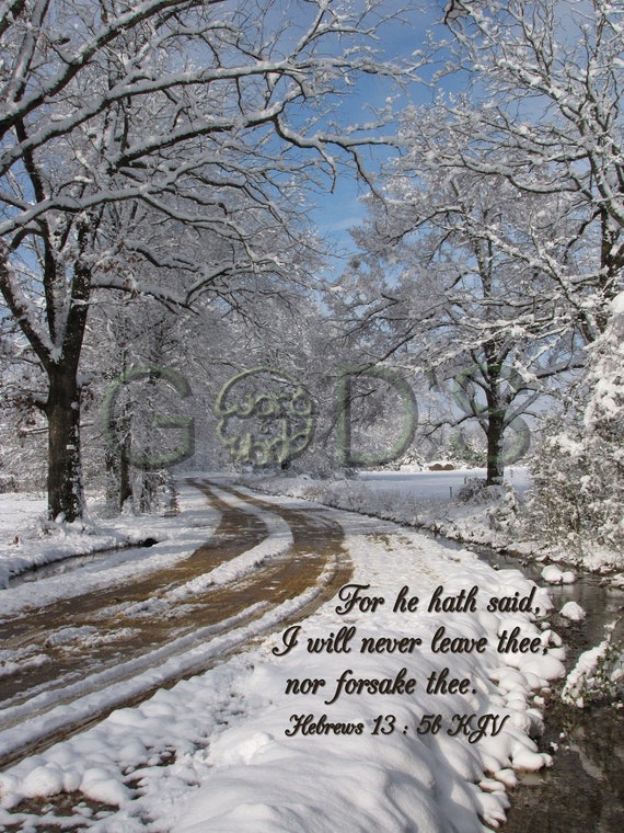 Hebrews 135B Scripture Picture KJV Snow Scene Promise Etsy