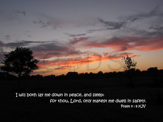 Scripture Picture Psalm 4 8 Kjv Sunset Photography Etsy
