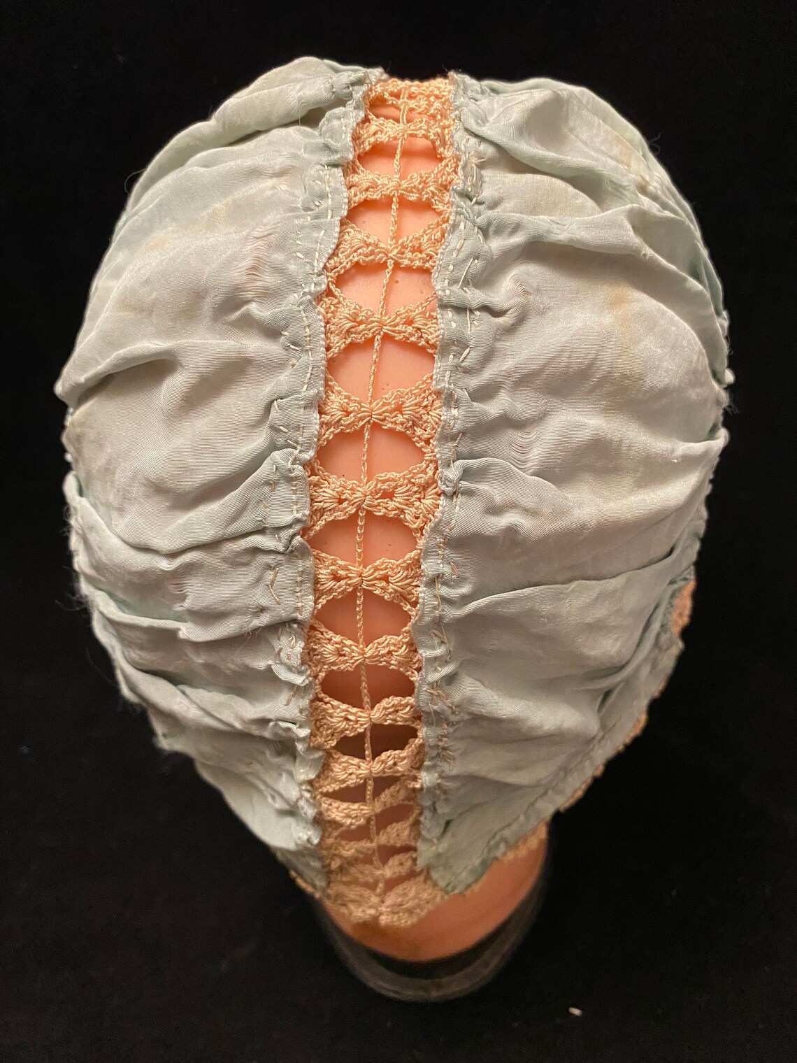 Antique Victorian Women's Bed Night Cap Silk & Crochet Etsy