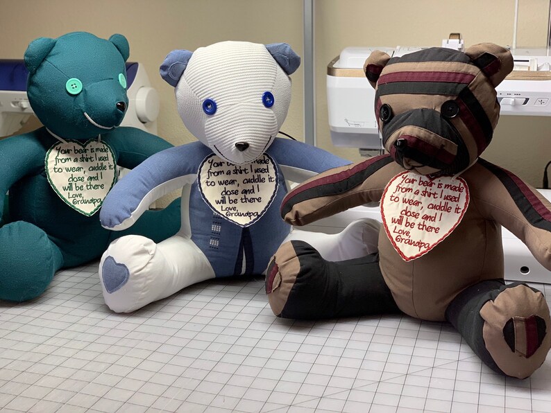 16 TEDDY BEAR Made from loved ones clothing Memory | Etsy
