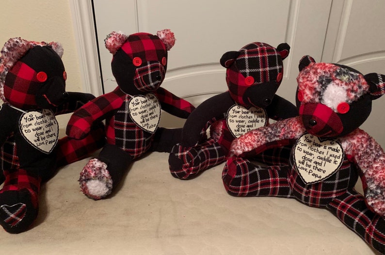 16 TEDDY BEAR Made From Loved Ones Clothing Memory | Etsy