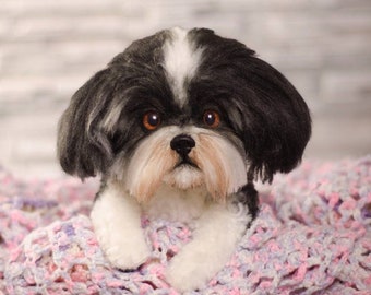 shih tzu stuffed animal gray and white