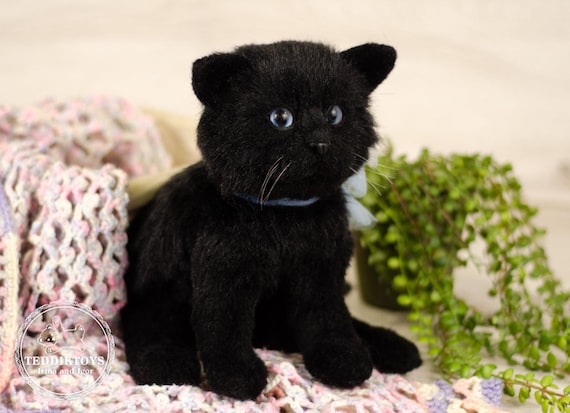 Black Kitten, Realistic Faux Fur Plush Toy - Etsy