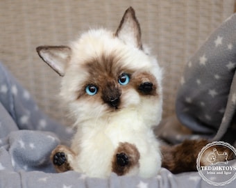 Handmade Plush Kitten: Weighted Realistic Stuffed Cat Toy