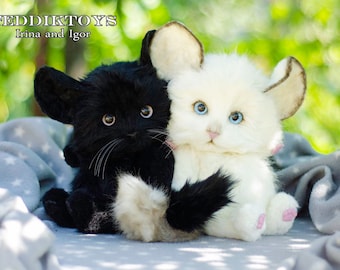 Handmade Plush Kitten Toy: Weighted Realistic Cat (27cm)