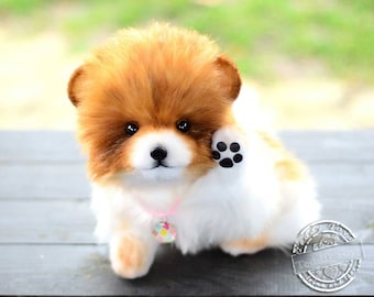 手作りぬいぐるみスピッツ犬：重みのあるテディベア（オーダーメイド