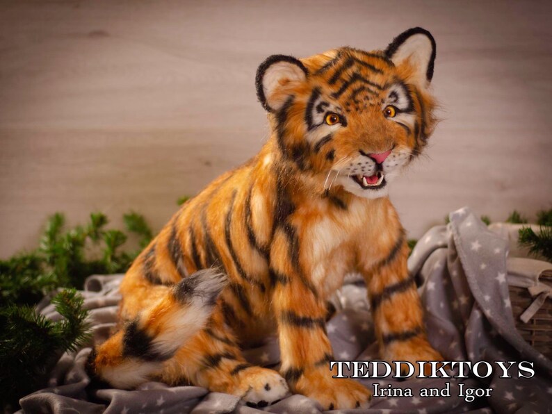 Tiger cub Cleo, Tiger Teddy, kitten, Artist Bears, stuffed animals, stuffed toy, stuffed tiger image 7