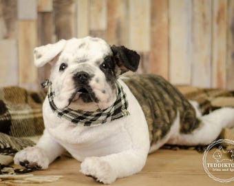 Personalisierte Bulldogge Welpen Plüsch - posierbares Kuscheltier aus Kunstfell, Haustier Replik Geschenk