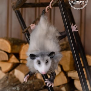 Realistic Handmade Opossum Plush – 30 cm Poseable Art Doll