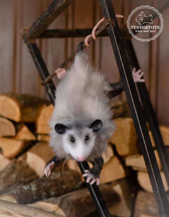 リアルな手作りオポッサムぬいぐるみ – 30 cm 可動式アートドール