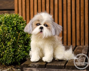 Handmade Shih Tzu Puppy Plush: Realistic Collectible Teddy Dog (Made to Order)