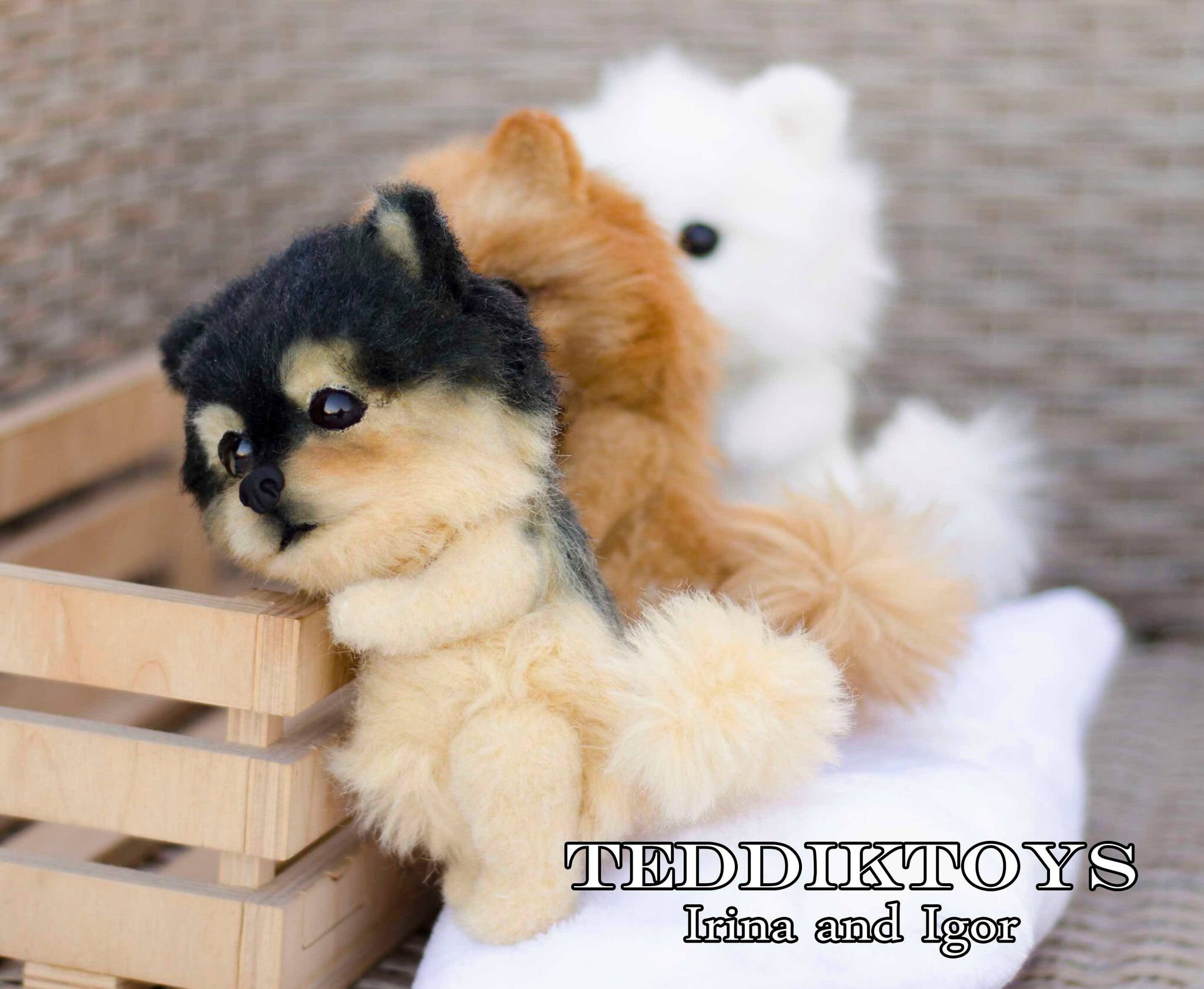 手作りのスピッツの子犬、テディ犬、小さなスピッツ