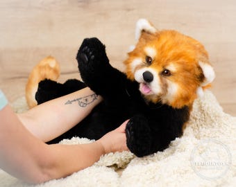 国内作家様　ぬいぐるみ　テディベア　アートドール　レッサーパンダ 手のひらレッサーパンダちゃん♪表情が変えられる(開閉できるまぶた&口