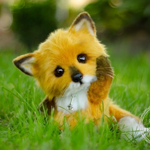 Handmade Toy Realistic Fox Stuffed fox cute fox cub Fox Soft Sculpture Stuffed toy Plush toy