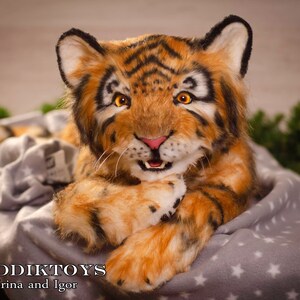 Tiger cub Cleo, Tiger Teddy, kitten, Artist Bears, stuffed animals, stuffed toy, stuffed tiger image 4