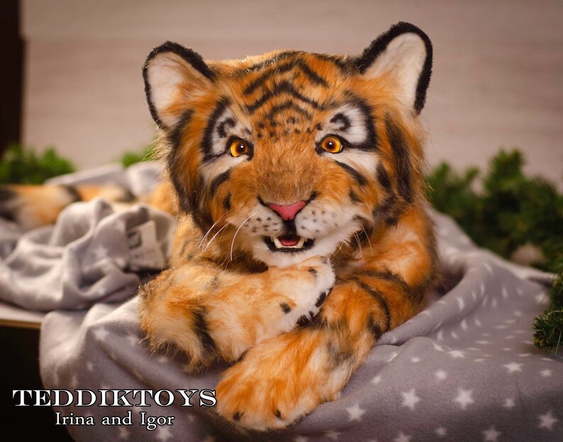 Tiger cub Cleo, Tiger Teddy, kitten, Artist Bears, stuffed animals, stuffed toy, stuffed tiger image 4