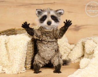 アライグマのぬいぐるみ：手作りアライグマのぬいぐるみ - ジョニー