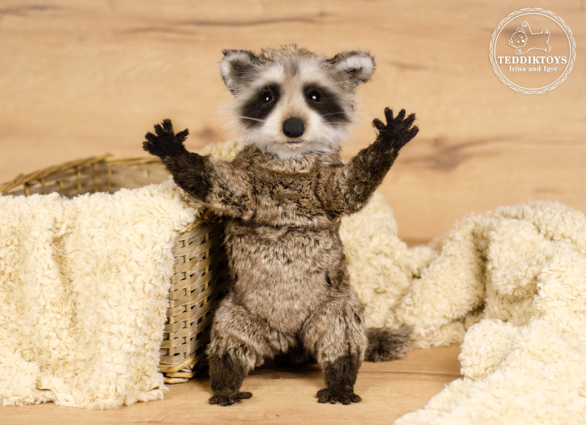 Handmade Realistic Raccoon Plush • Faux Fur Wildlife Animal ...