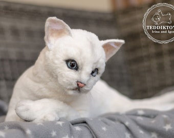 Realistic Life Size Kitten: Handmade Collectible Faux Plush Cat