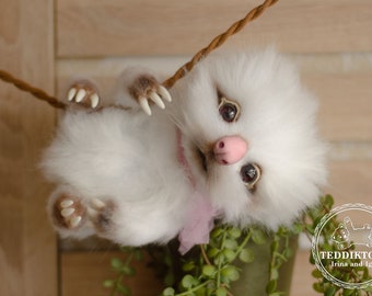 Sloth Snow Soft Toy: Italian Fur, Glass Eyes
