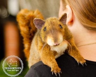 Scoiattolo di peluche realistico fatto a mano - Animale di peluche personalizzato con parti in silicone
