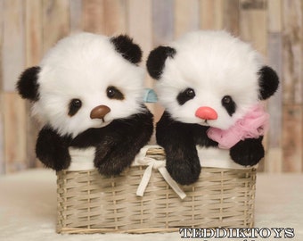 Handmade Plush Panda Bear: Collectible Weighted Teddy, OOAK