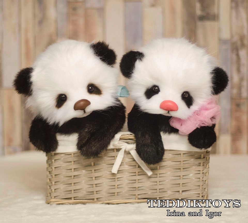 Orsi panda peluche fatti a mano orsacchiotto ripieno OOAK