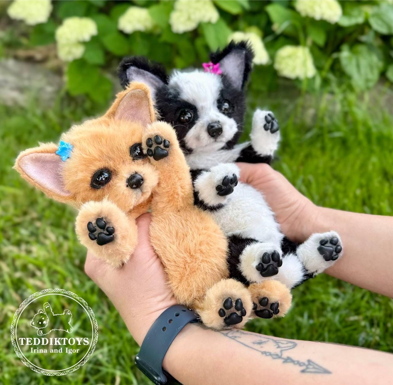 手作りのチワワぬいぐるみセット｜ポーズが取れる子犬のぬいぐるみ