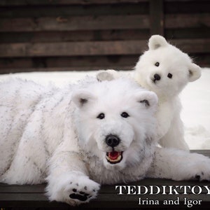 Two bears,  artist collectible stuffed teddy bear handmade toy cute realistic teddybear best