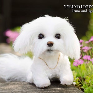 Handmade Plush Maltese Dog: Poseable Teddy Toy