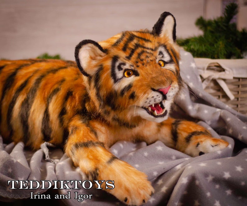 Tiger cub Cleo, Tiger Teddy, kitten, Artist Bears, stuffed animals, stuffed toy, stuffed tiger image 2