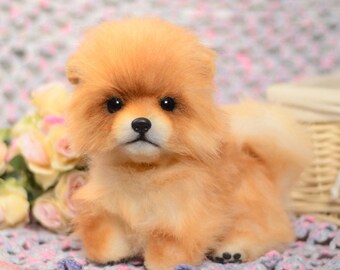 Handmade Plush Spitz Puppy Dolly: Collectible Pomeranian Stuffed Animal